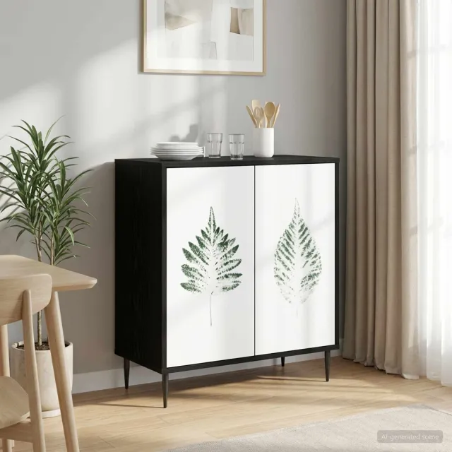 vidaXL Dressoir HANAU Zwart eiken 69 x 33 x 76 cm Bewerkt hout