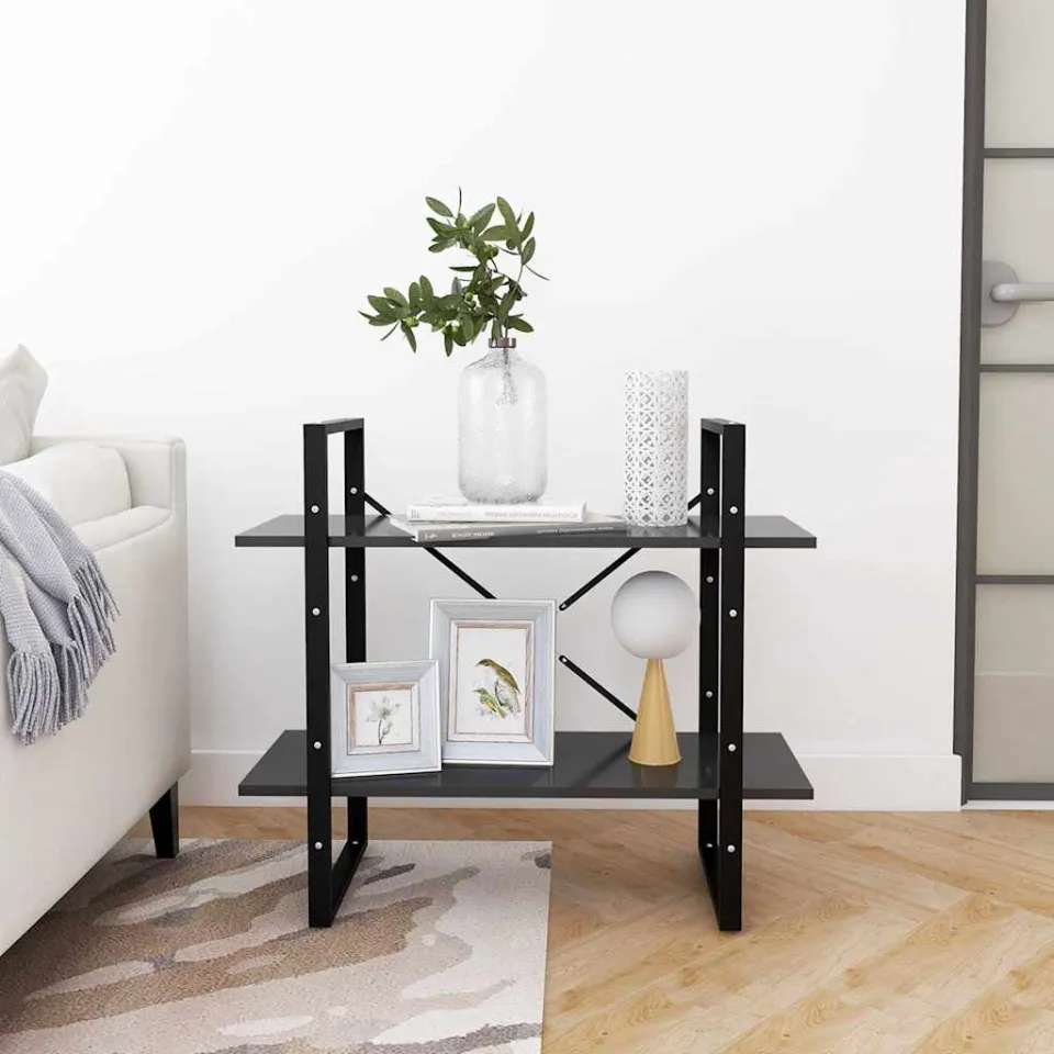 vidaXL Boekenkast met 2 schappen 80x30x70 cm bewerkt hout grijs, foto 3