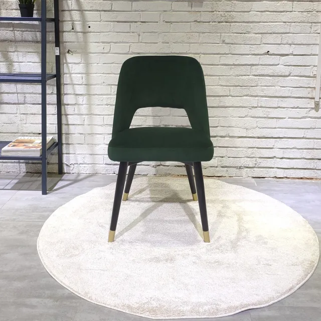 HTfurniture Cave Dark Green Velvet Dining Chair with Black Leg and Gold Tips-Set of 2 Donkergroen