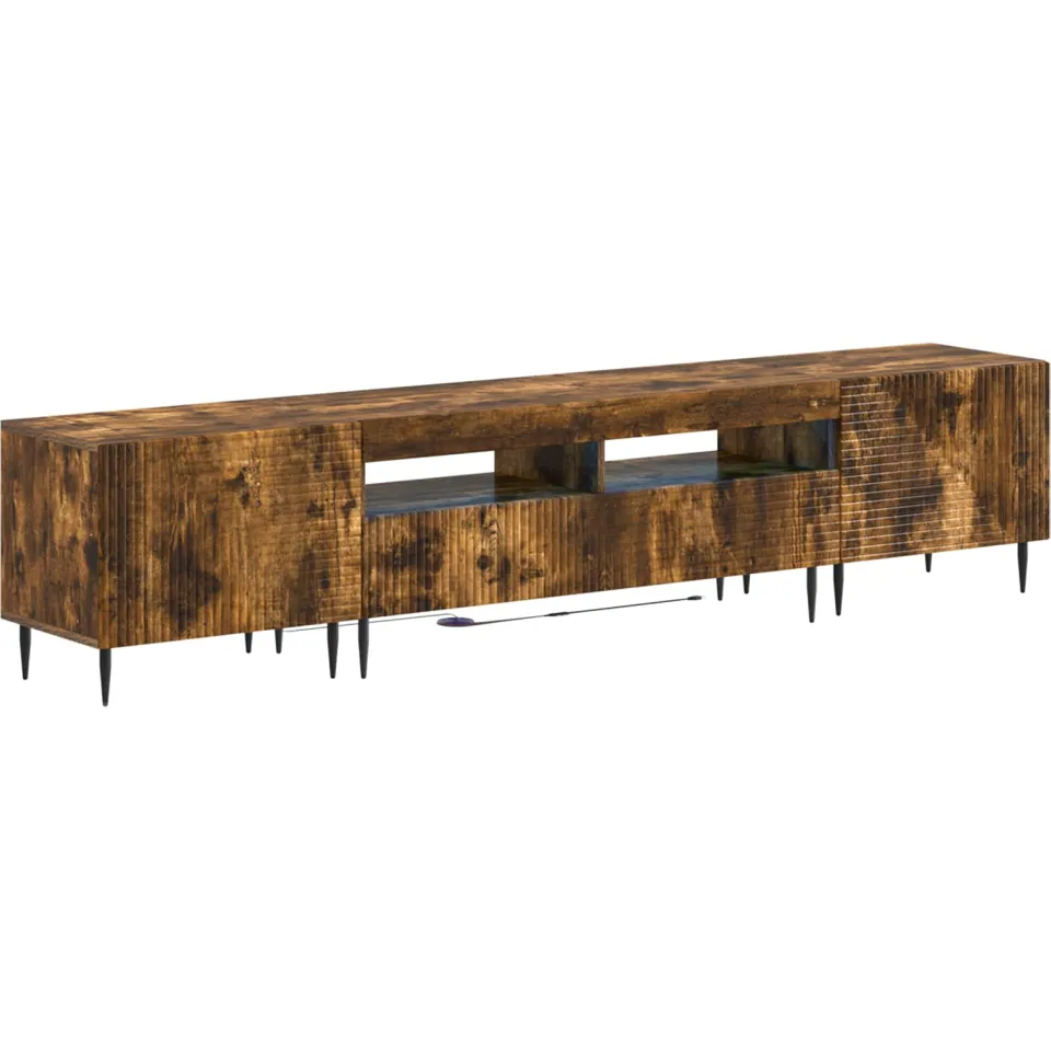vidaXL 3-delige LED TV-kast Gerookt eiken Bewerkt hout Bruin
