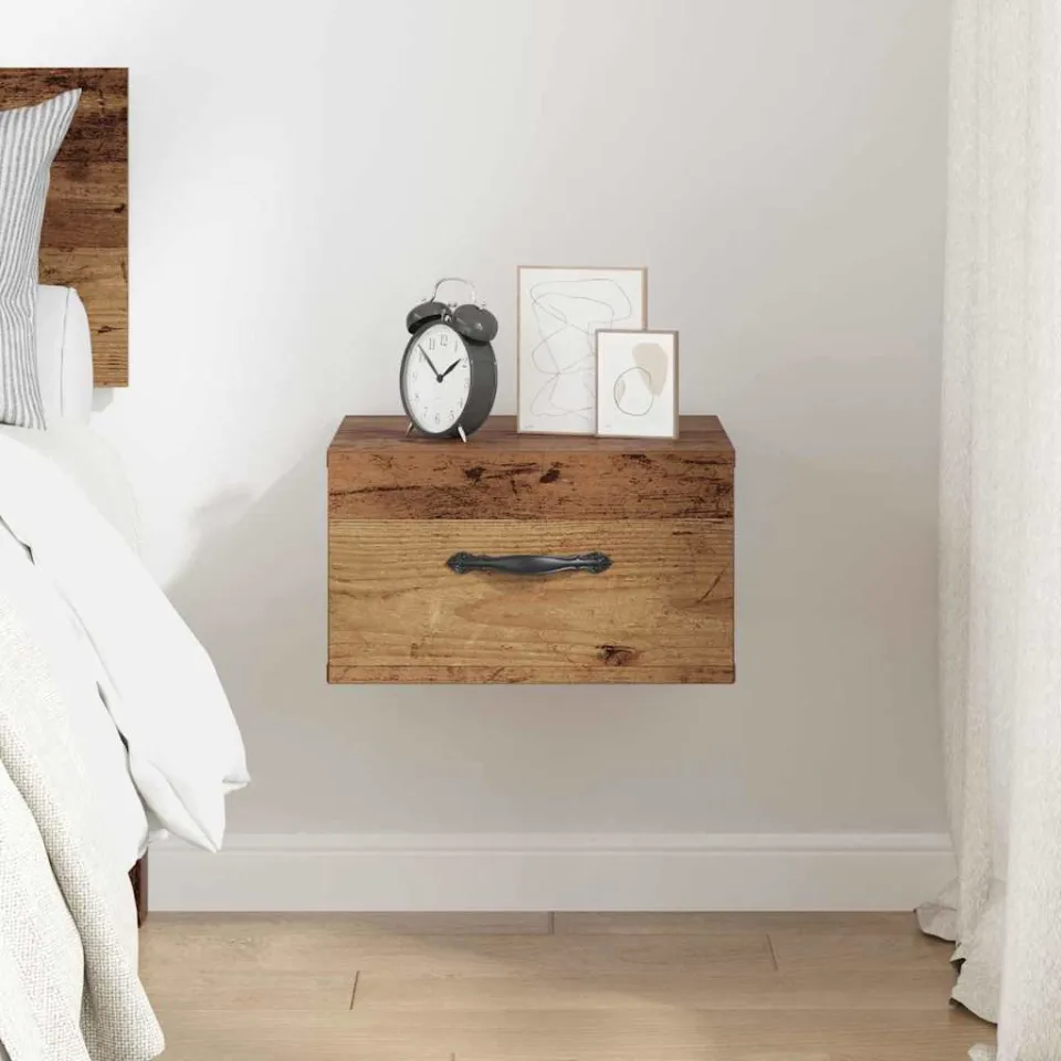 vidaXL Nachtkastje Oud hout 35 x 35 x 20 cm Bewerkt hout bruin, foto 4