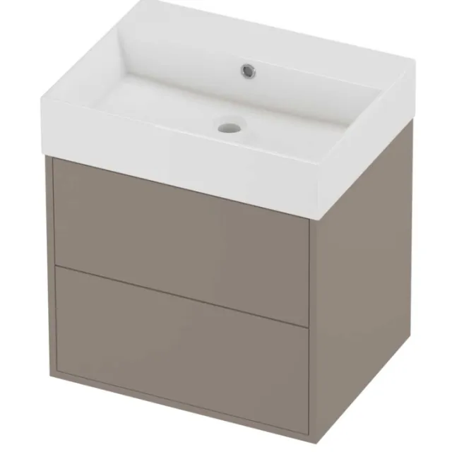 Proline Zara Badmeubelset Porselein Loft 2 Laden 60x46x65 cm Glans Wit Clay Beige