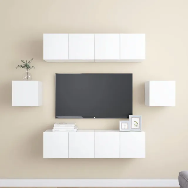 vidaXL 6-delige Tv-meubelset bewerkt hout wit, foto 2