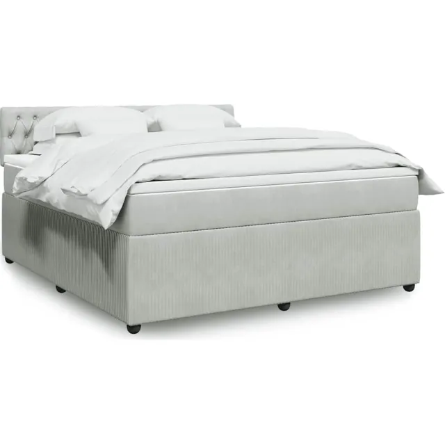 vidaXL Boxspring met matras fluweel lichtgrijs 180x200 cm grijs