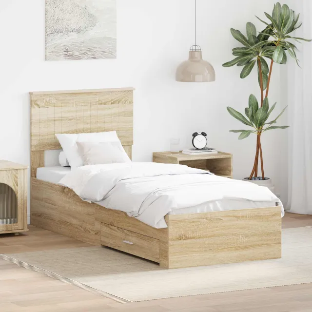 vidaXL Bedframe Sonoma eiken 75 x 190 cm Bewerkt hout Bruin