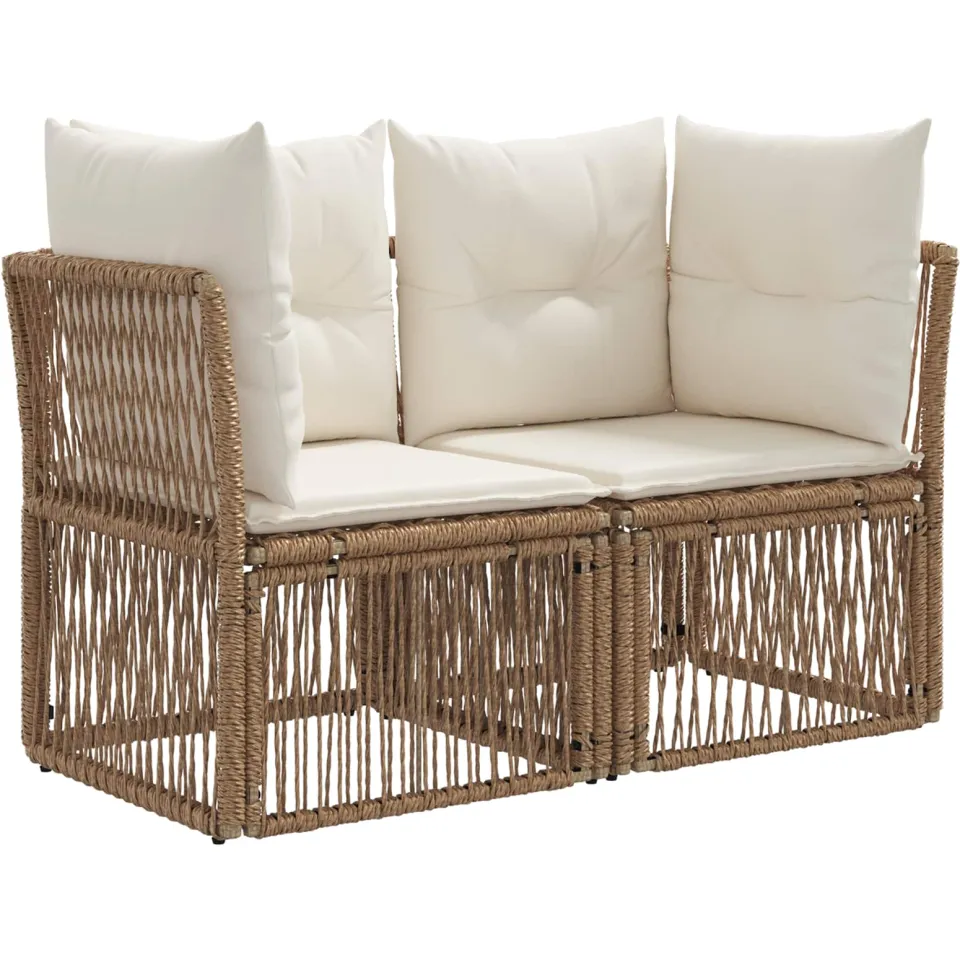vidaXL Tuinbankenset 4 st 4-zits Beige poly rattan, foto 2