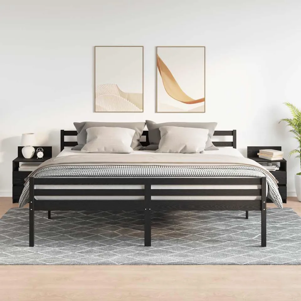 vidaXL Nachtkastjes 2 st met 2 lades 40x33x60 cm zwart, foto 2