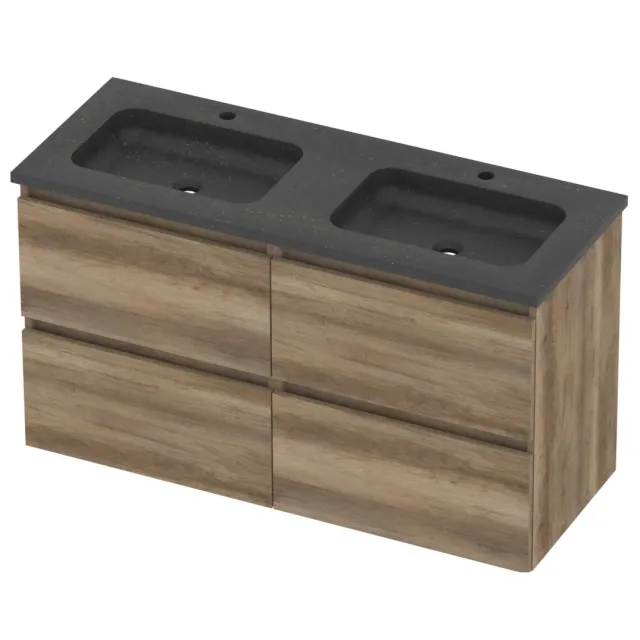 Basic-Line Rocky 46 Badmeubelset Hardsteen 120x46x62 cm R46bscso2x602 Scotch Oak Blue Stone Grijs