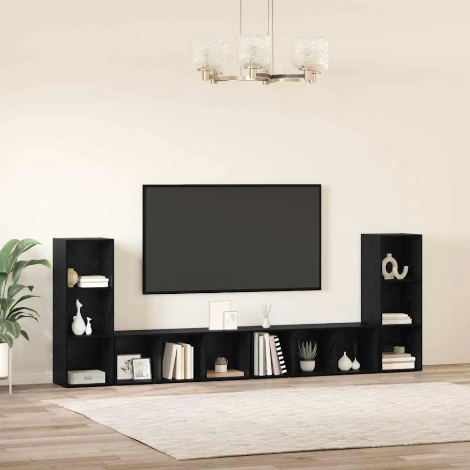 vidaXL Tv-meubelset 4 st 37 x 35 x 107 cm Zwart Eiken, foto 4
