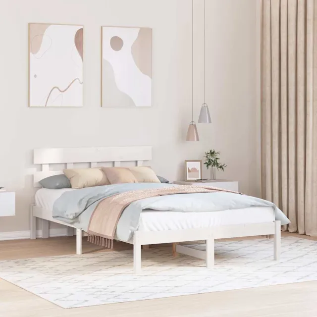 vidaXL Bedframe met hoofdeinde Wit 140 x 190 cm Massief grenenhout