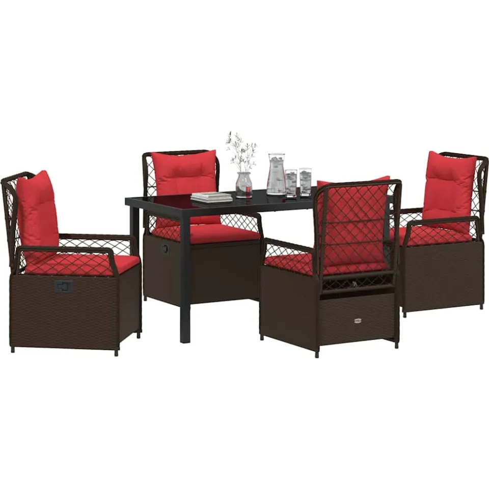 vidaXL Tuin eettafelset 5 st Bruin poly rattan