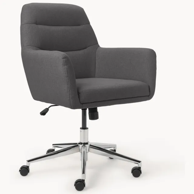Westwing Collection In hoogte verstelbare bureaustoel Benson met armleuning Grijs