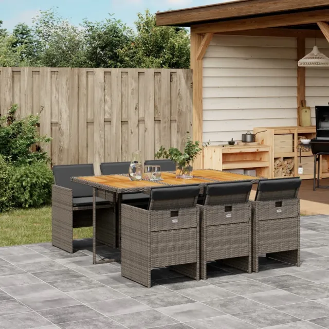 vidaXL 7-delige Tuinset met kussens poly rattan grijs, foto 2