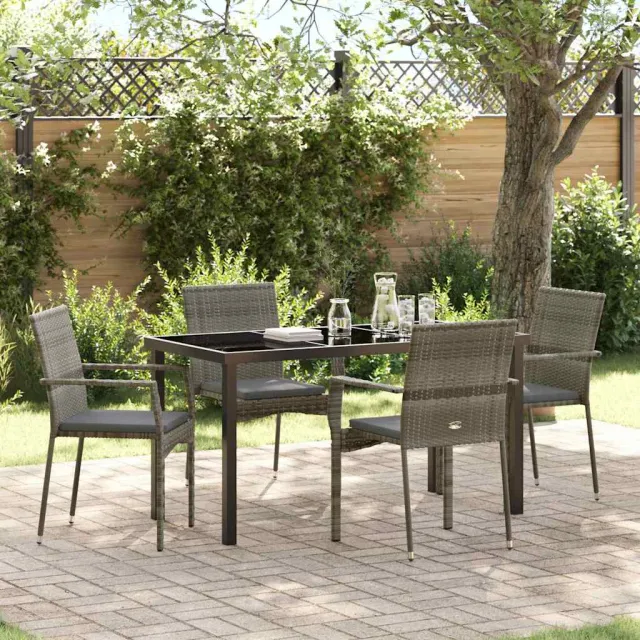 vidaXL Tuin eettafelset 5 st Grijs poly rattan, foto 2