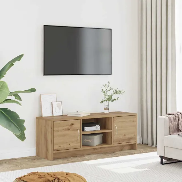 vidaXL Tv-meubel 102x30x37,5 cm bewerkt hout artisanaal eikenkleur Bruin