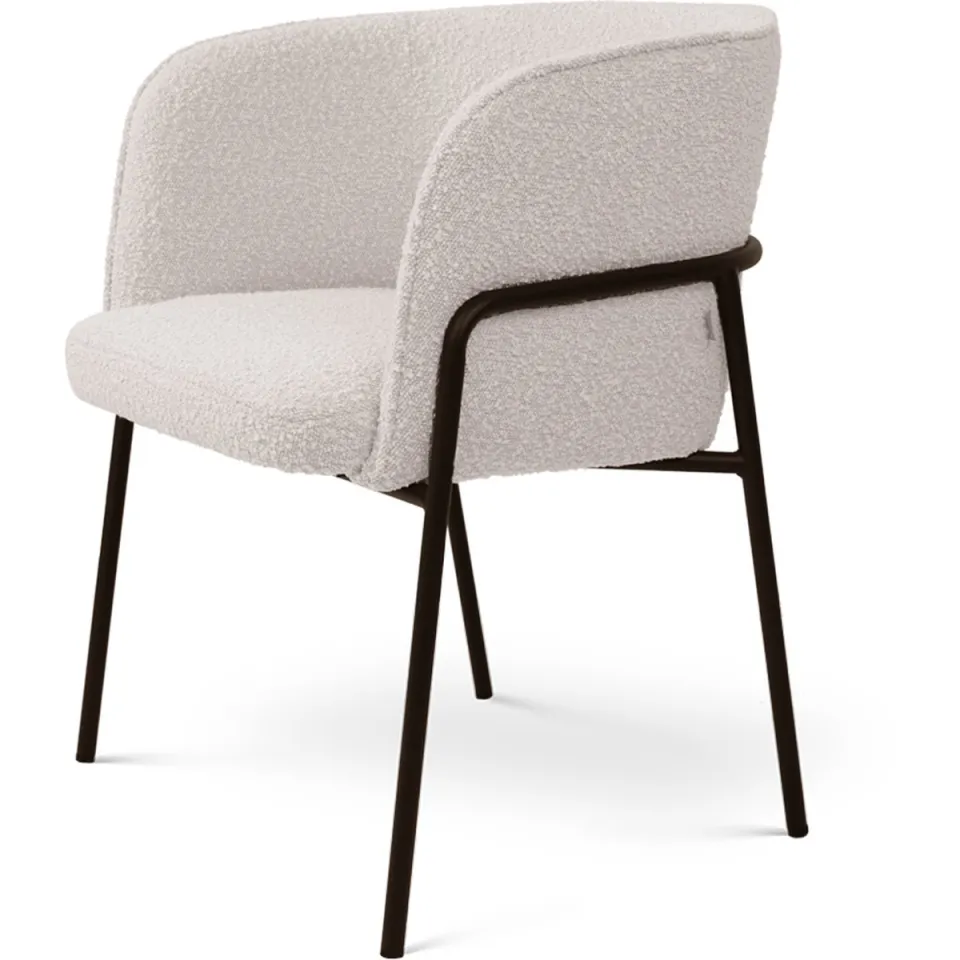 Nolon Josefien eetkamerstoel met armleuningen in bouclé beige, foto 2