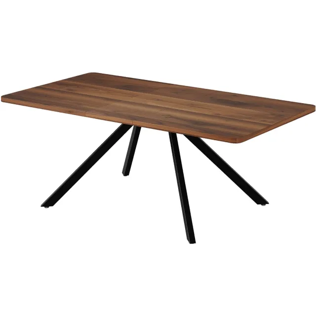 SONNENH Uitschuifbare eettafel met 3 lengtes - MDF walnootlook en metalen poten - 160/200/240 x 90 cm Walnootlook en zwart