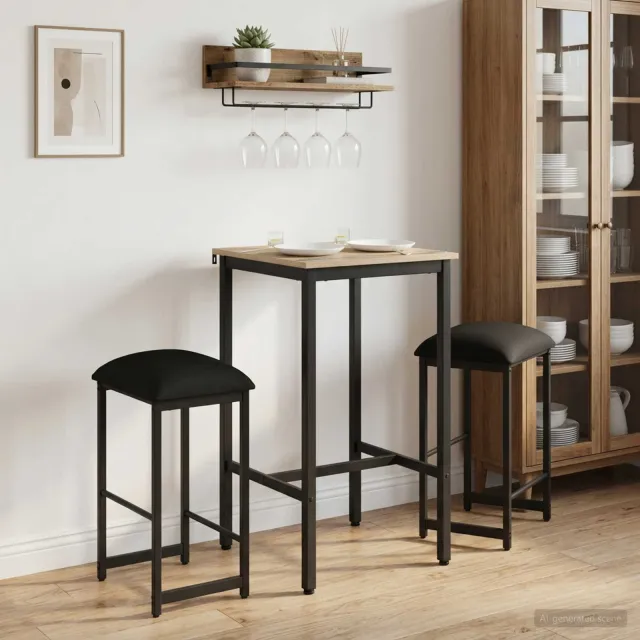 vidaXL Barkruk 2 st Zwart 40 x 32 x 74 cm Bewerkt hout, foto 2