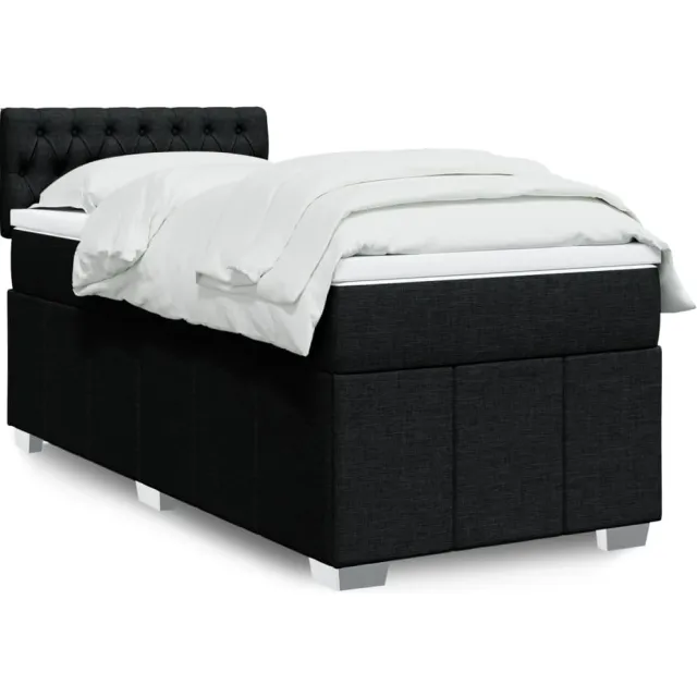 vidaXL Boxspring met matras stof zwart 80x200 cm