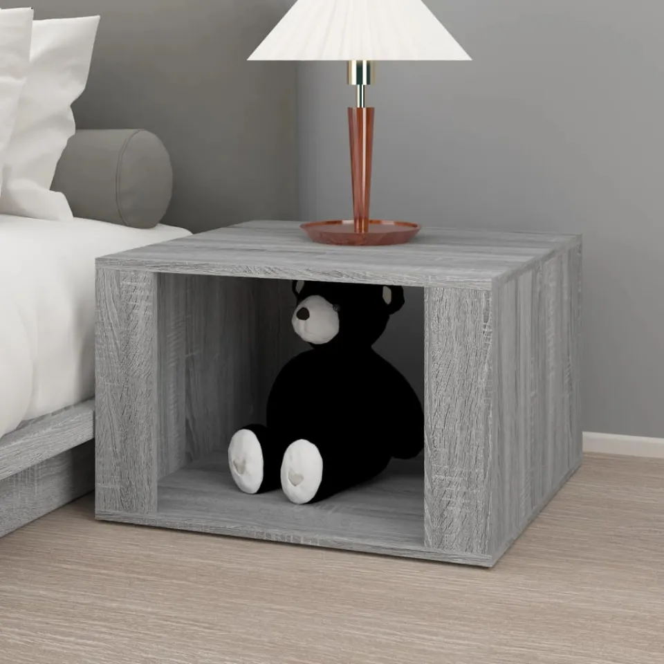 vidaXL Nachtkastje 57x55x36 cm bewerkt hout grijs sonoma eikenkleurig, foto 3