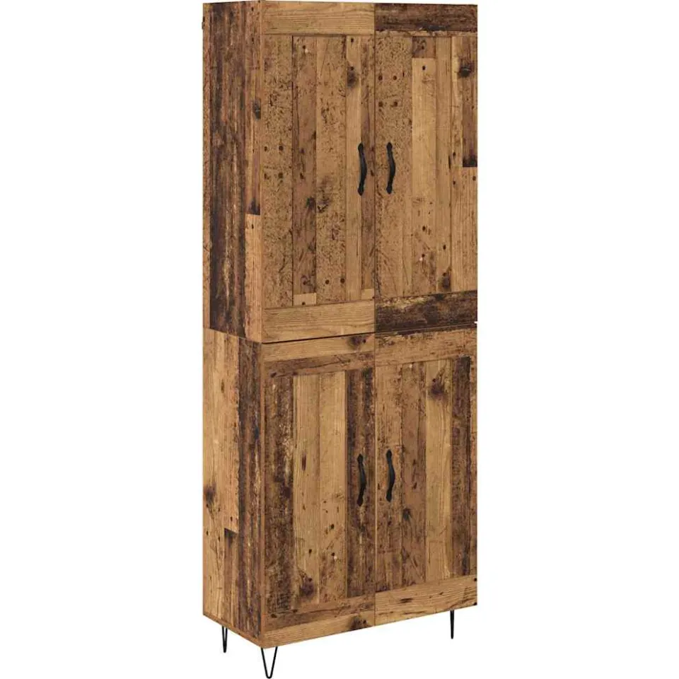 vidaXL Hoge kast Oud Hout 69,5 x 34 x 180 cm Bewerkt hout bruin, foto 3