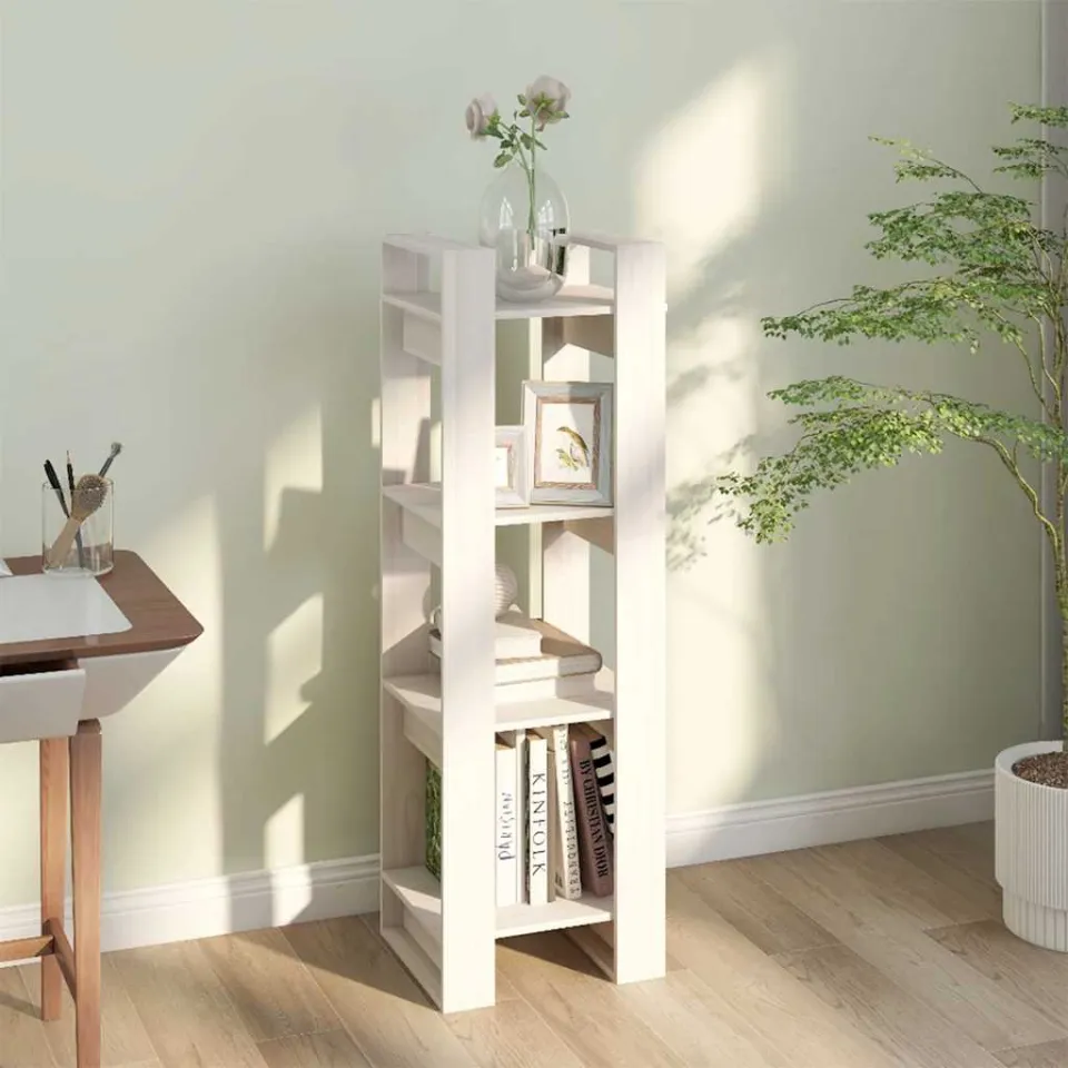 vidaXL Boekenkast/kamerscherm 41x35x125 cm massief grenenhout wit, foto 3