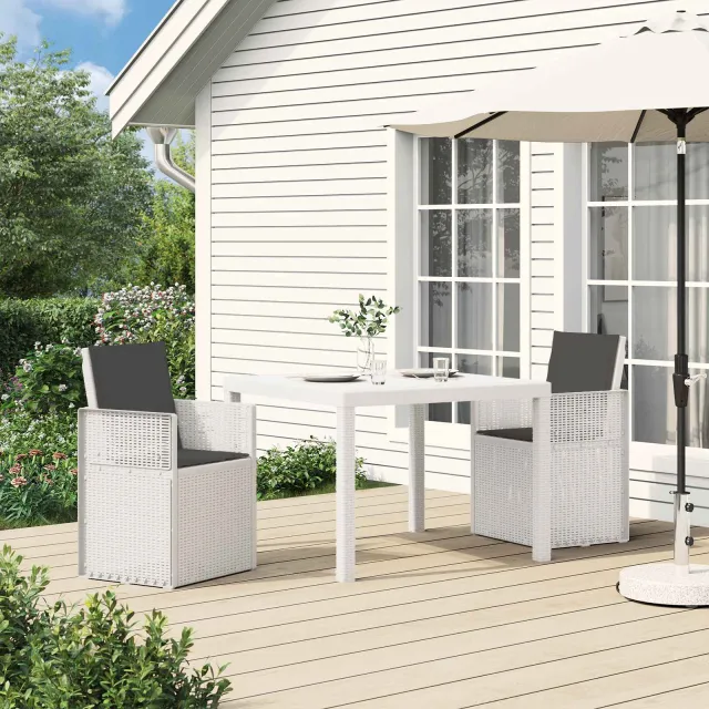 vidaXL Tuin eettafelset 3 st Wit en antracietkleurig PP, foto 2