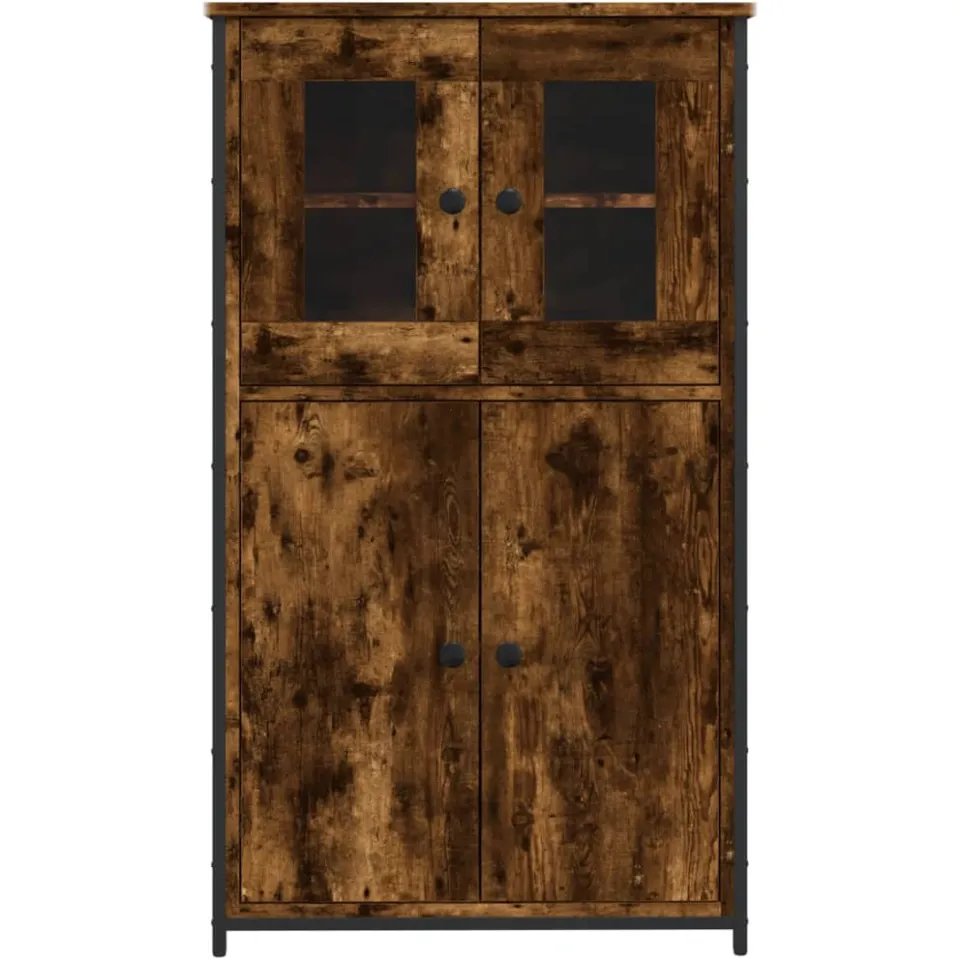 vidaXL Hoge kast 62x32x106,5 cm bewerkt hout gerookt eikenkleurig Bruin
