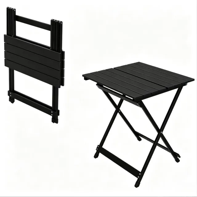 COVREO Picknicktafel 50,5 x 47 x 59,5 cm zwart, aluminium, opvouwbaar