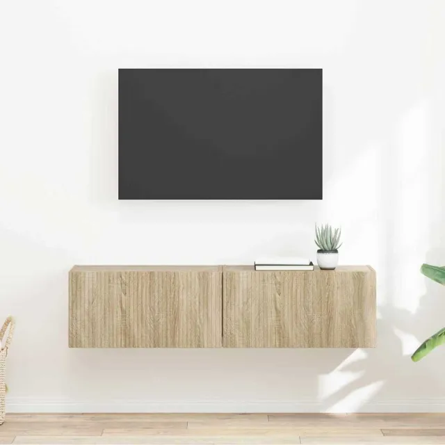 vidaXL TV Wandkast 2 st Sonoma Bewerkt hout Bruin