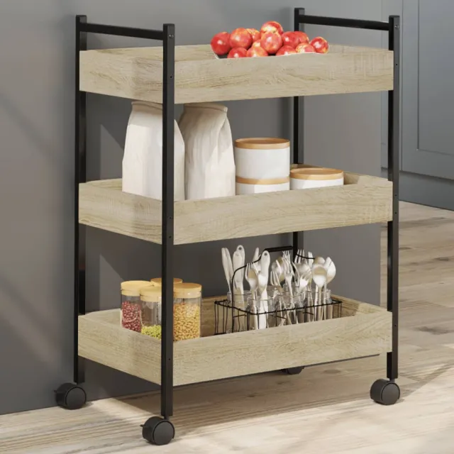 vidaXL Keukentrolley 50x30x70 cm bewerkt hout sonoma eikenkleurig Bruin