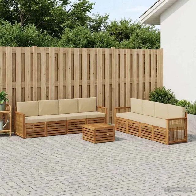 vidaXL Buiten bankenset 9 st 8-zits Natuurlijk en Beige