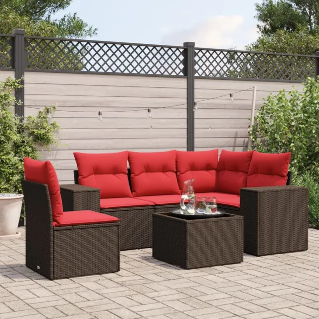 vidaXL 6-delige tuinbankset met kussens, bruin polyrotan, foto 2