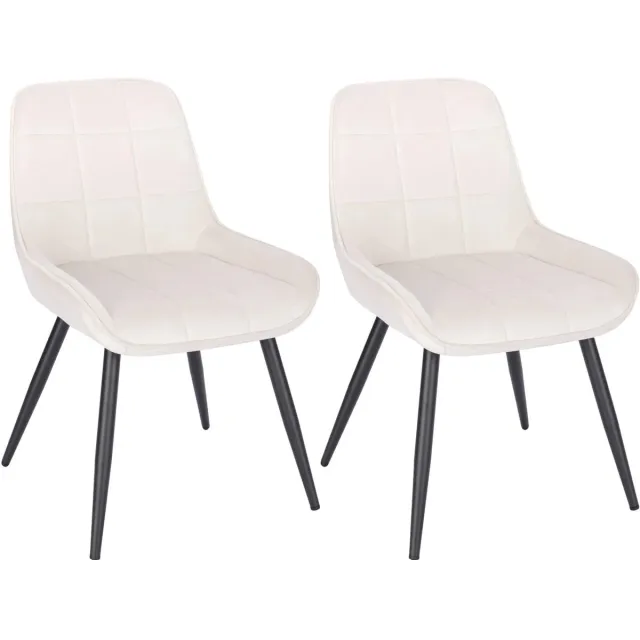Klarven Eetkamerstoelen Fluweel crème wit - Eetkamerstoelen Set Van 2 - Dining Chair - Ergonomisch, Waterafstotend Kunstleer, Draagvermogen 120 Kg - B60xd55xh40cm Bruin