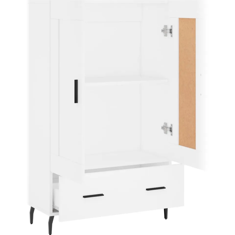 vidaXL Hoge kast 69,5x31x115 cm bewerkt hout wit, foto 4
