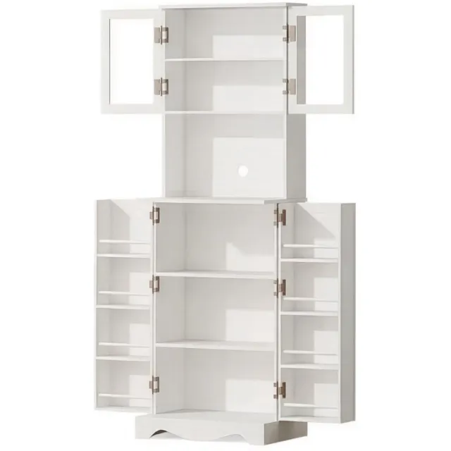 SONNENH Hoge keukenkast met 4 deuren, open werkvak en deurrekken - 60 x 39,5 x 179,6 cm - Wit