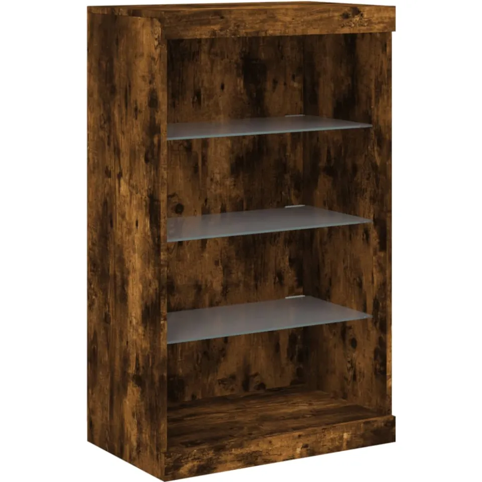 vidaXL Dressoir met LED-verlichting 60,5x37x100 cm gerookt eikenkleur Bruin