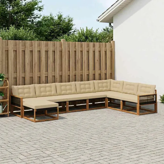 vidaXL Buiten bankenset 8 st 8-zits Natuurlijk en Beige