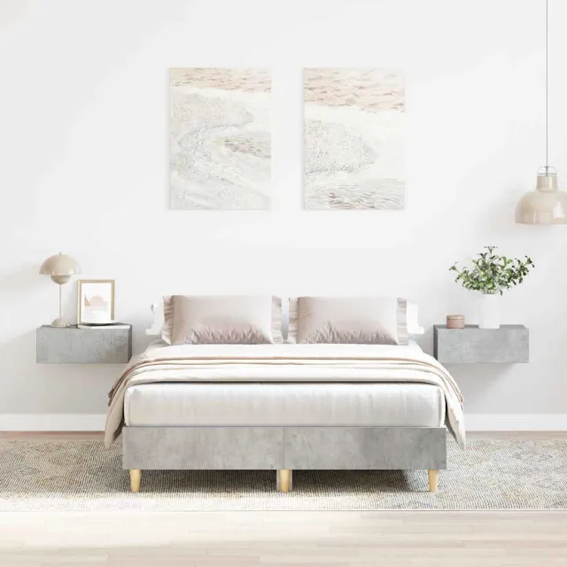 vidaXL Bedframe Beton Grijs 193 x 123 x 25 cm Bewerkt hout