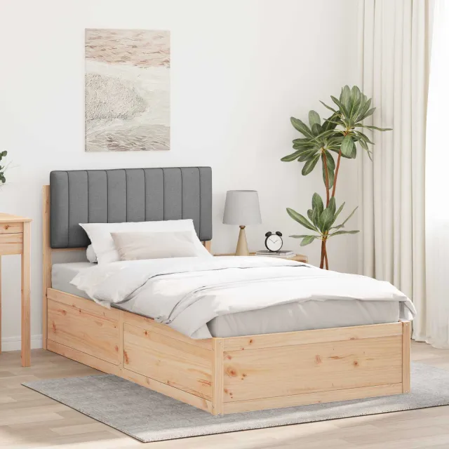 vidaXL Bedframe met Gevoerd Hoofdgedeelte Lichtgrijs 100 x 200 cm