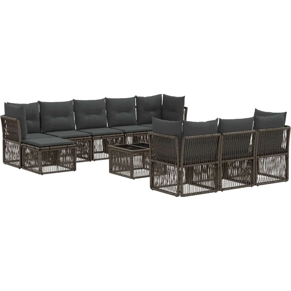 vidaXL Tuinbankenset 11 st Grijs poly rattan, foto 3