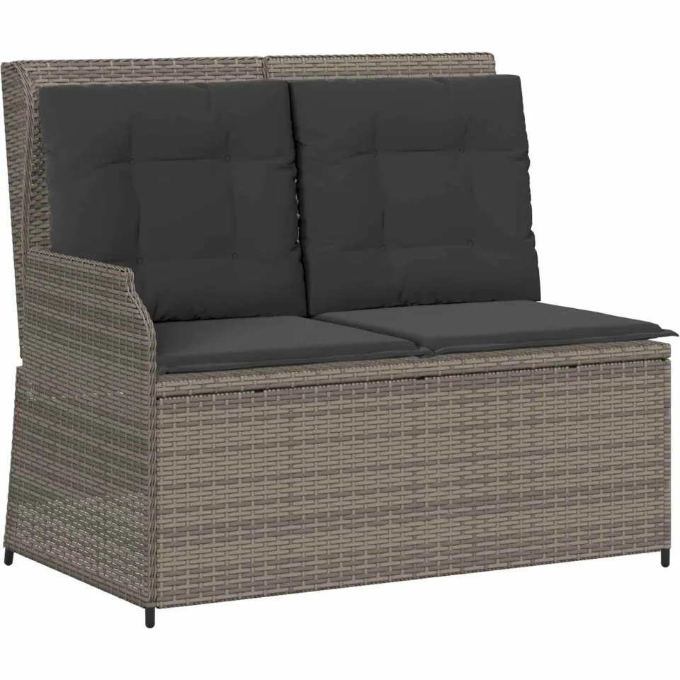 vidaXL Tuinbank Grijs poly rattan