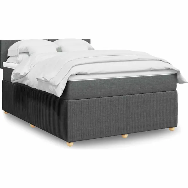 vidaXL Boxspring met matras stof donkergrijs 140x200 cm grijs