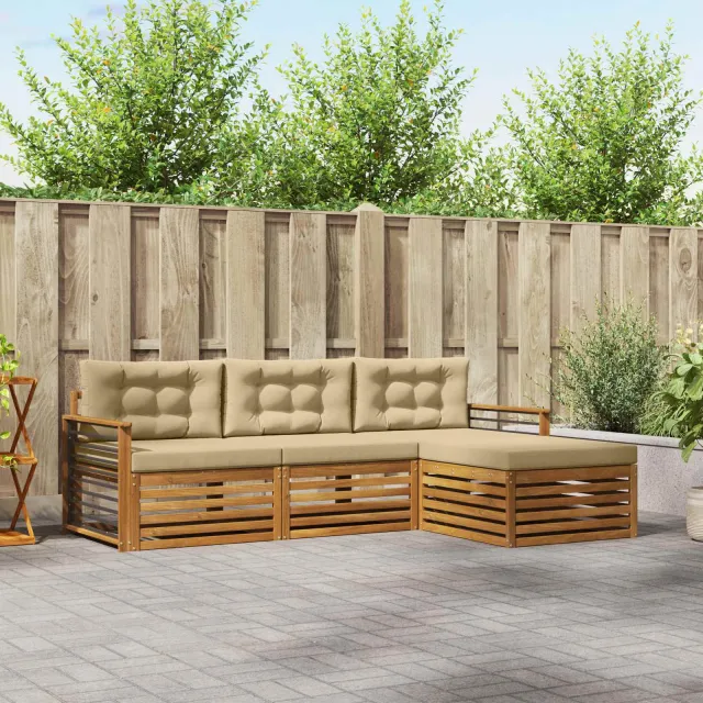 vidaXL Buiten bankenset 4 st 3-zits Natuurlijk en Beige