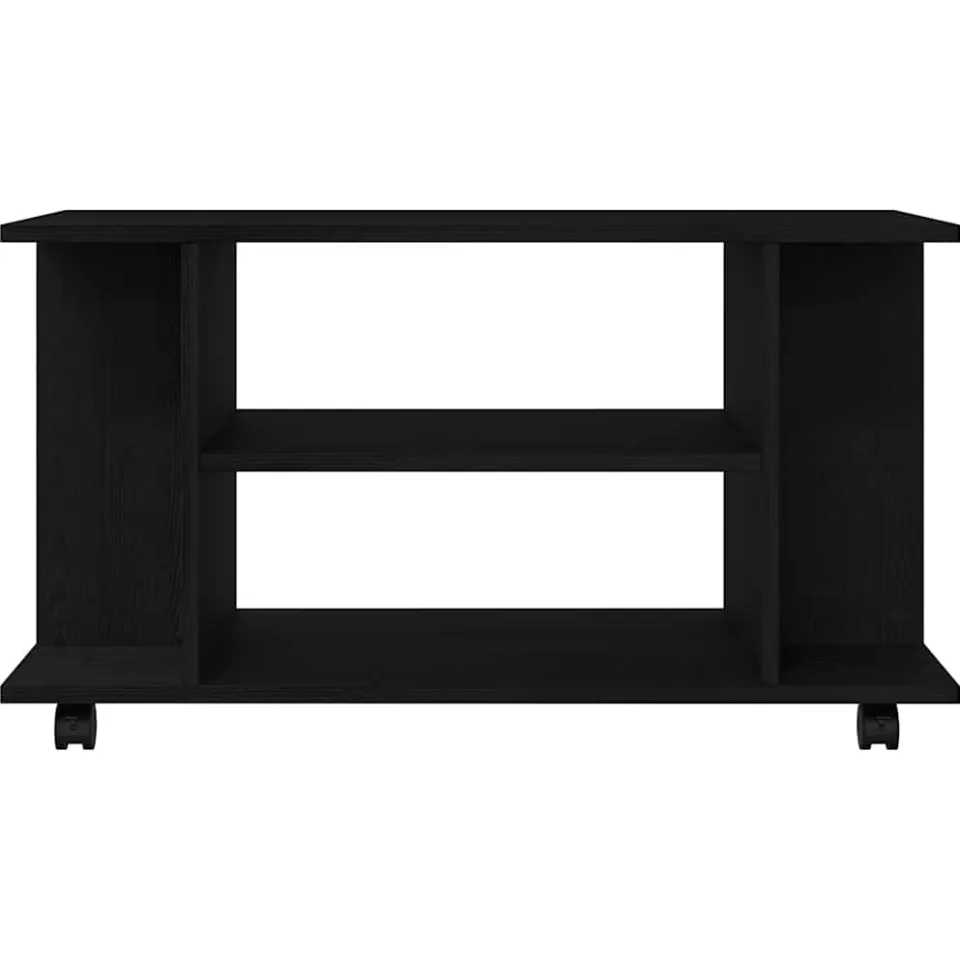 vidaXL TV-meubel met wielen Zwarte eik 80x40x45 cm Engineered Wood, foto 4