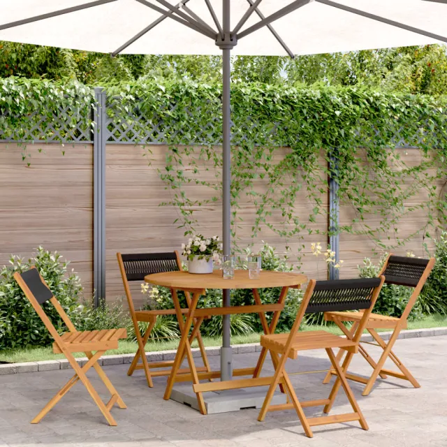 vidaXL 5-delige Tuinset polypropeen en massief hout zwart, foto 2