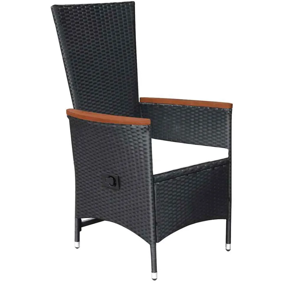 vidaXL 9-delige Tuinset met kussens poly rattan zwart, foto 3