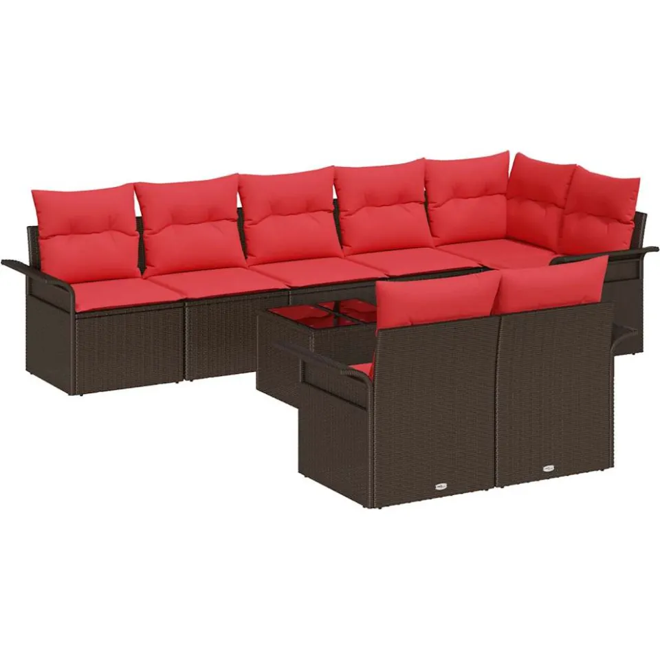 vidaXL Tuin Sofa Set 9 st Bruin poly rattan