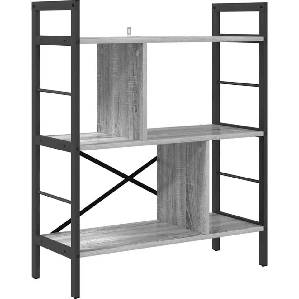 vidaXL Boekenkast 5-laags 75 x 30 x 91 cm Bewerkt hout Grijs Sonoma, foto 3