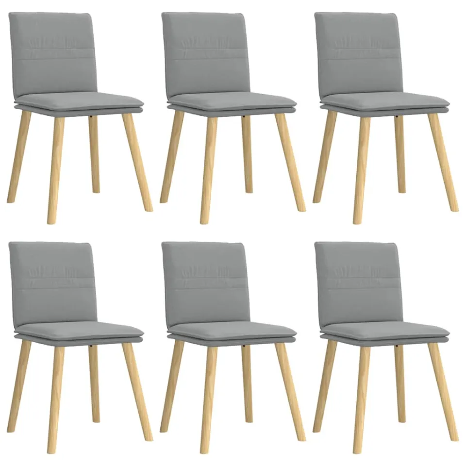 vidaXL Eetkamerstoelen 6 st stof lichtgrijs grijs, foto 3
